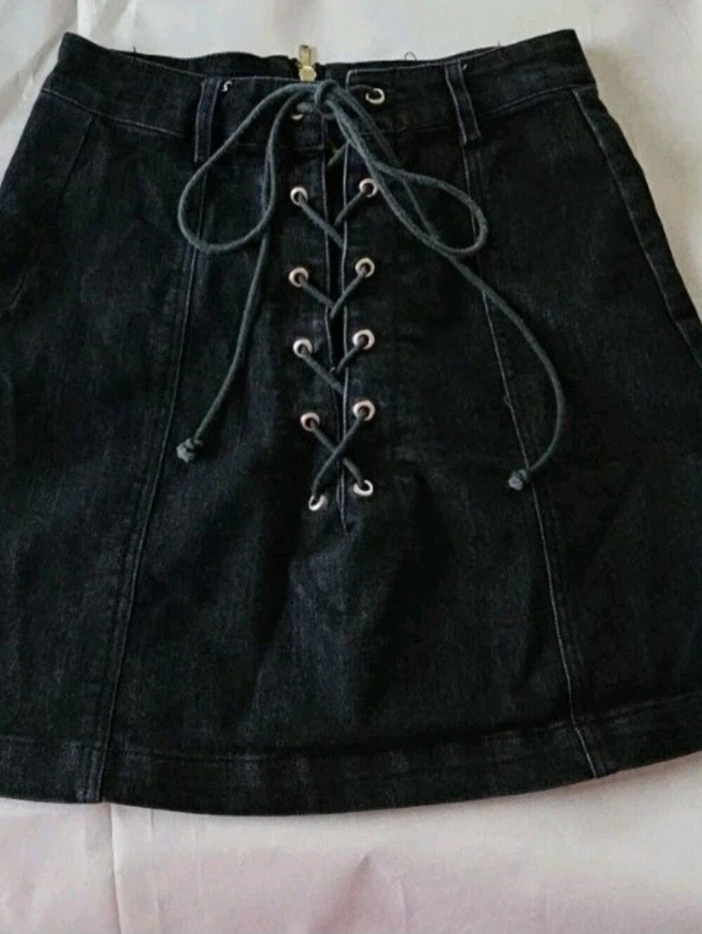 Umgee Black Dark Denim Mini Skirt